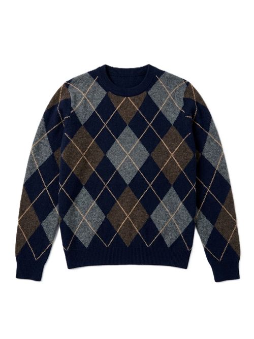 Ava Argyle Crewneck &DAUGHTER | WL25210NAVY WITH BROWN